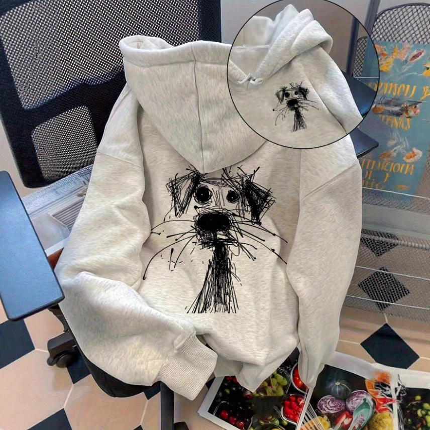 Womens Cartoon Print Loose Personalized Hoodie
