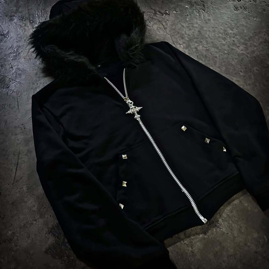 Fur-Hood Zip Up Hoodie