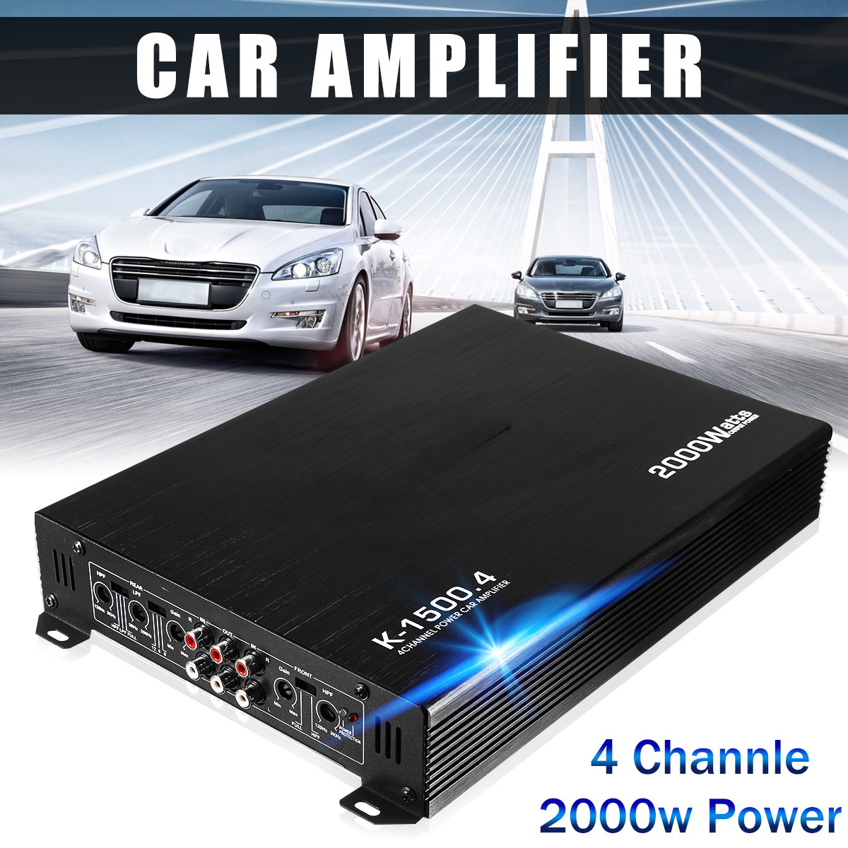 Car Amplifier 12V Vehicle-mounted 4-channel 2000w Vehicular Power Amplifier K-15004 Four-way Power Amplifier