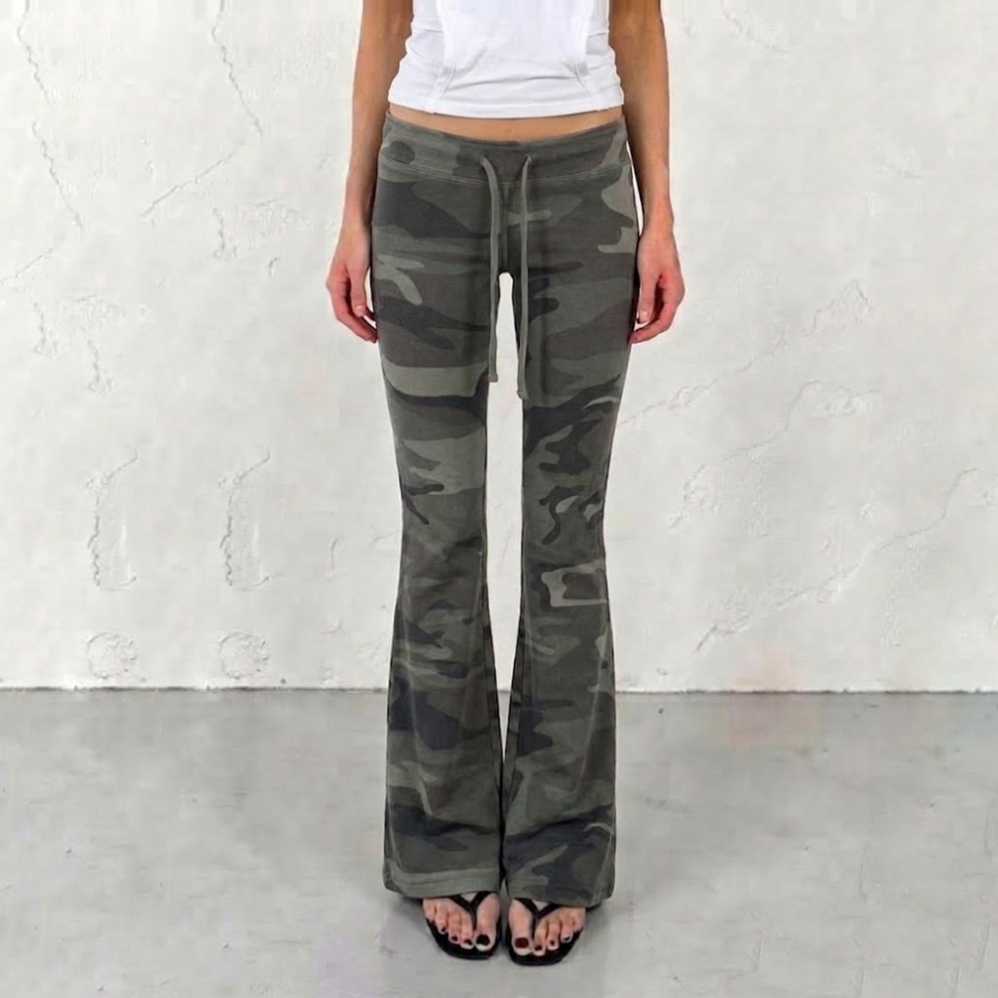 Womens Casual Drawstring Camouflage Pants