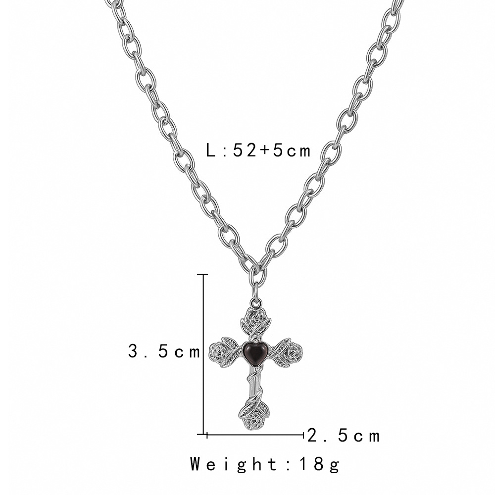 Fashion Personalized Love Rose Cross Necklace