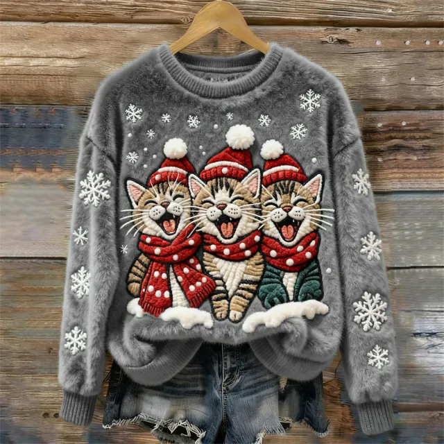 3D Digital Print Pattern Christmas Women's Round Neck Sweatshirt Fh3Iuw75B08E22 - Shop at LoveMi