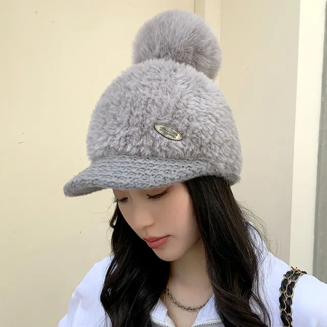 Autumn Winter Berber Fleece Warm Peaked Cap Gray - Shop at LoveMi