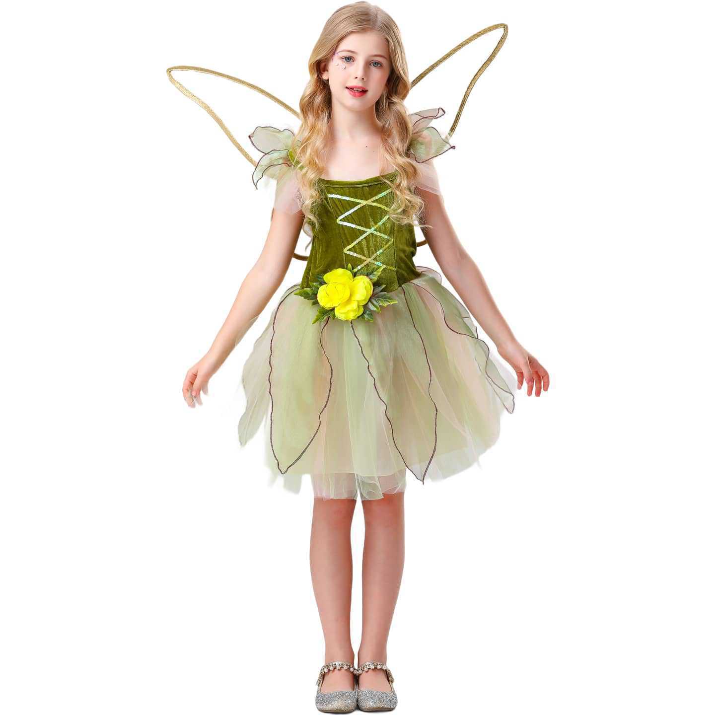 Forest Flower Fairy Elf Dress With Wings