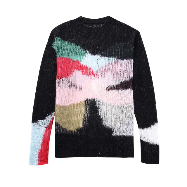 Autumn New Color Matching Hollow Out Knitwear Sweater - Shop at LoveMi