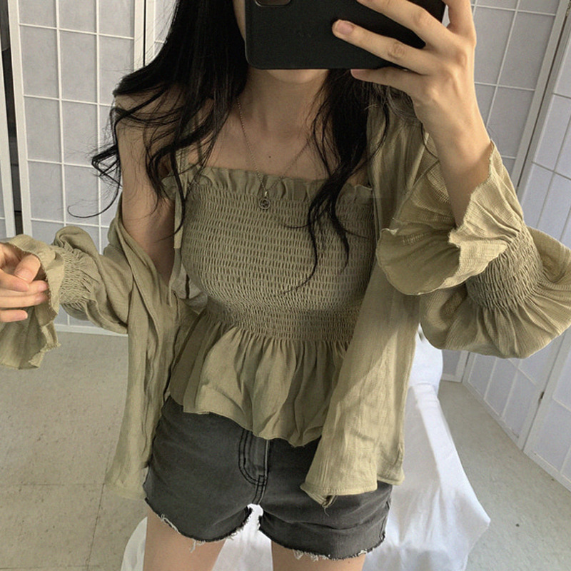 Simple Small Shawl Thin Coat Suspenders Two-piece Suit