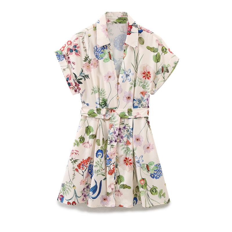 Floral Printed Silk Satin Texture Dress