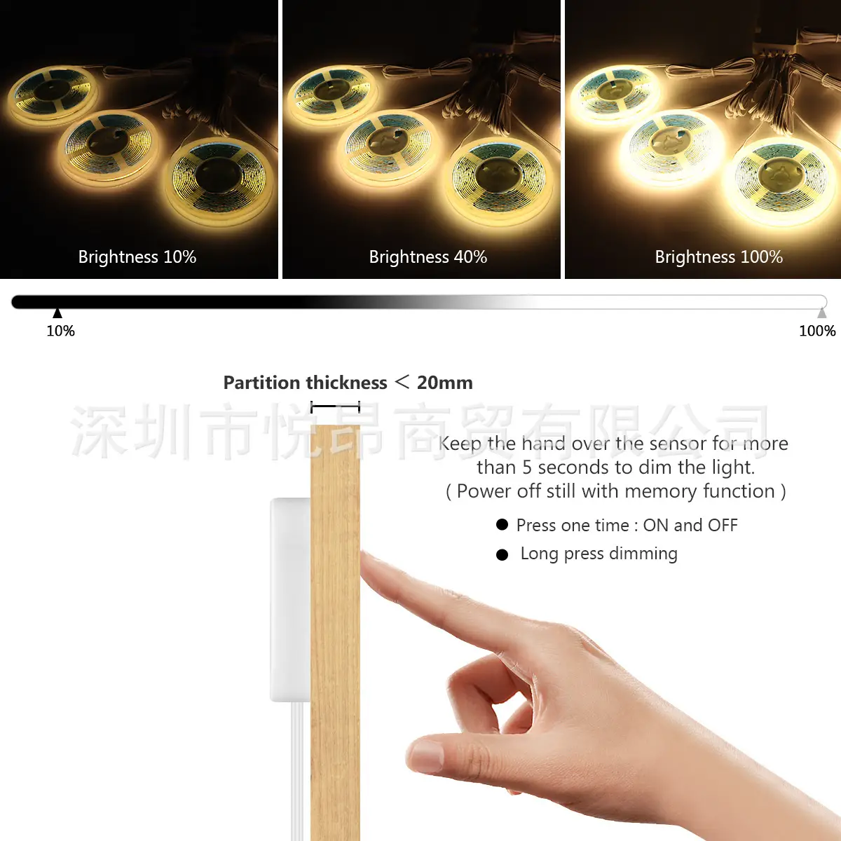 Cabinet Light Highlight With Partition Touch Dimming Household Wardrobe Wine Cabinet Decorative Light Bar