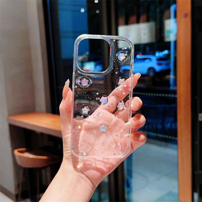 Luminous Stars Simple Glitter Transparent Soft Cover Phone Case