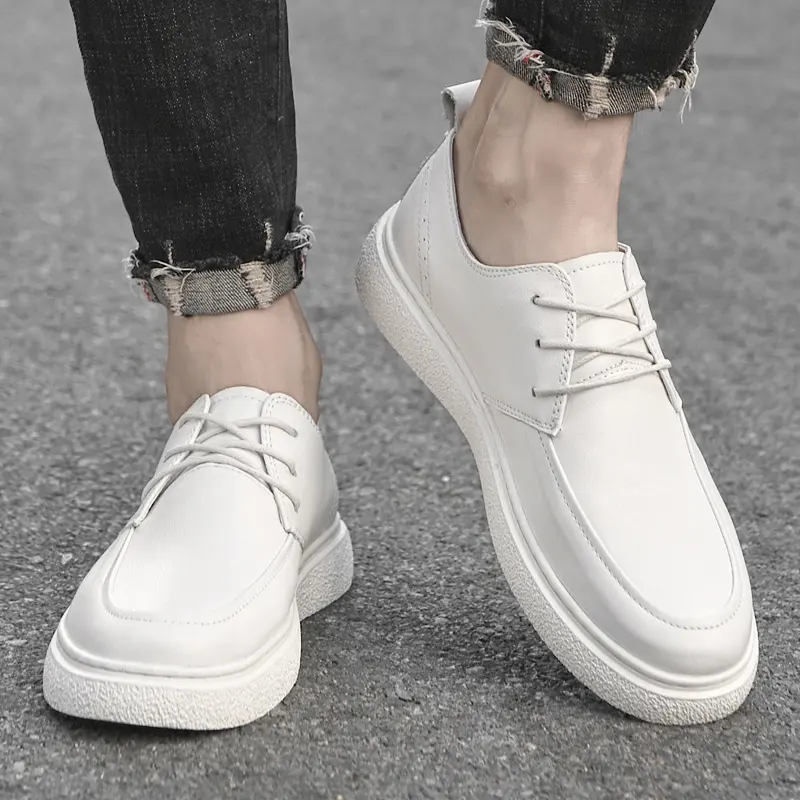 First Layer Cowhide Men's Casual Pumps Sole Leather Round