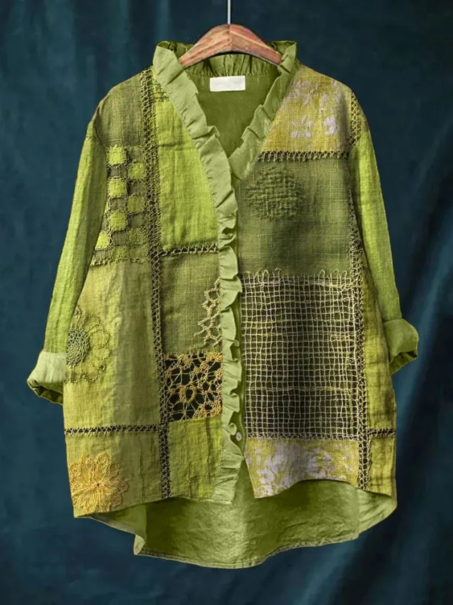 New Green Embroidered Floral Lace trimmed Top Red - Shop at LoveMi