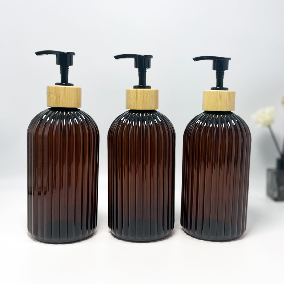 In-stock 500ml Striped Thickened Striped Bottle Press-type Shampoo