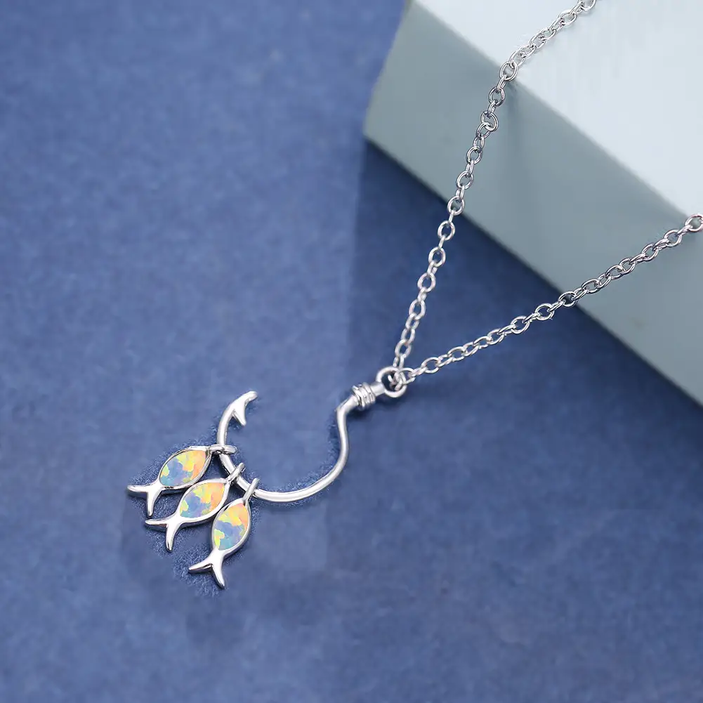 Simple All-match Platinum Three Fish Necklace For Women