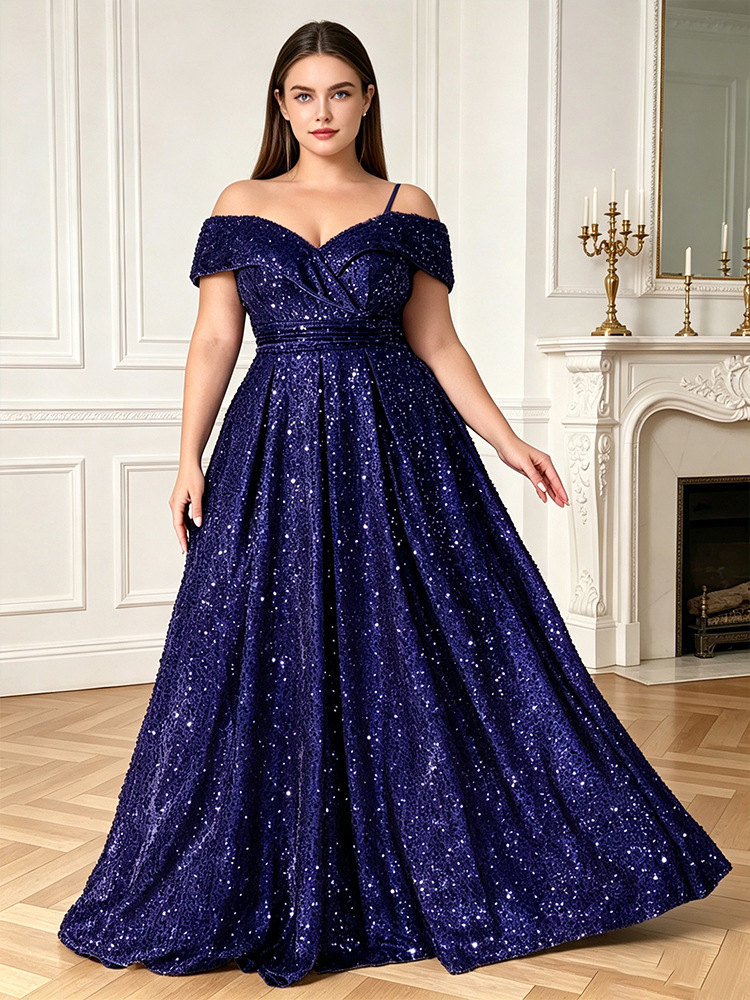 Sequin Off-Shoulder Evening Gown, picture 7 of 9