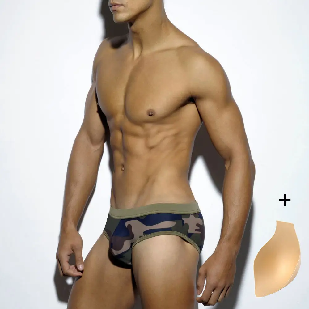 New Men's Belt Cup Close-fitting Camouflage Swim
