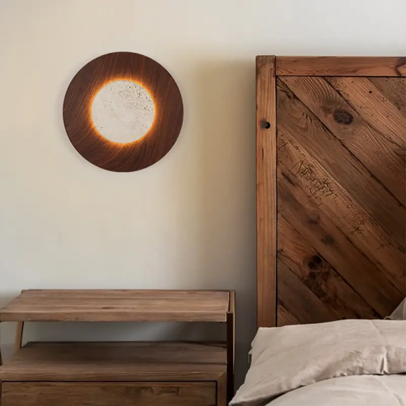Bedside Wall Lamp In Bedroom, Yellow Travertine
