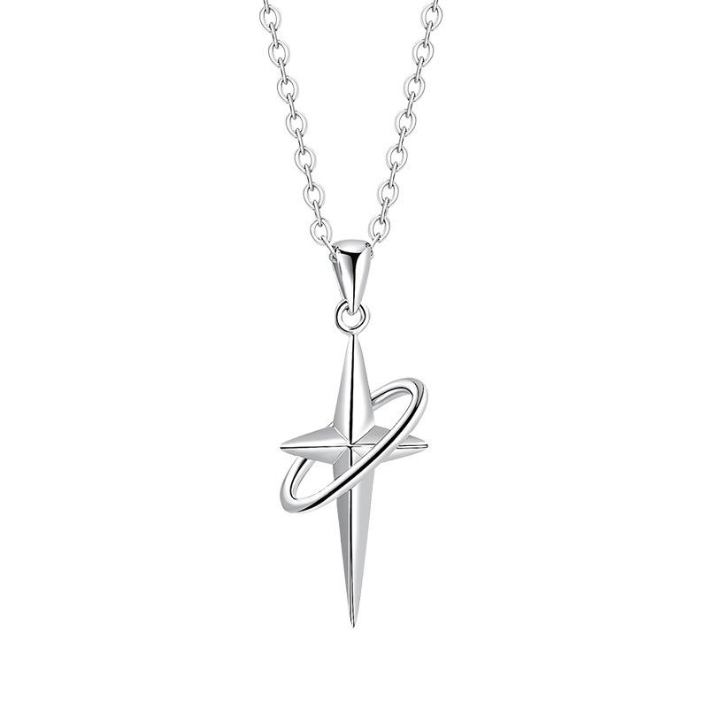 Men's Simple Asterism Cross Pendant Necklace