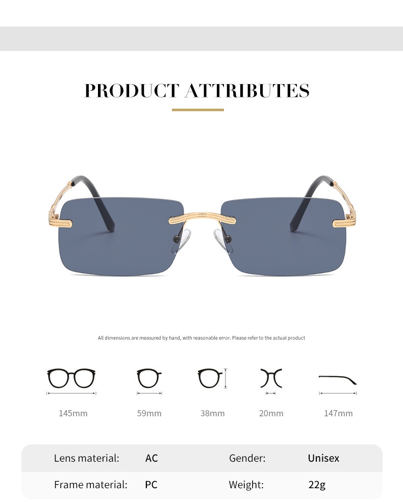 Frameless Personality Square Sea Sunglasses Comfortable Sun Glasses - Image 3