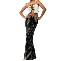 Summer European And American Elegant Slim-fit Polka Dot One-step Skirt Mid Skirt For Women - Black - View 1