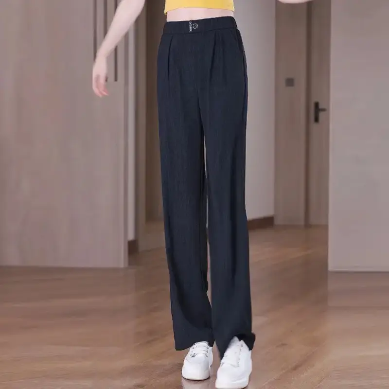Draping Ice Silk Straight-leg Pants Women's Slimming Plus Size Fashion