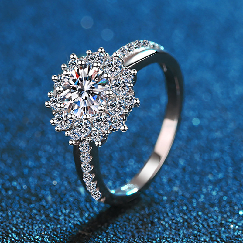 Live Supply S925 Sterling Silver Moissanite 1 Karat Ring
