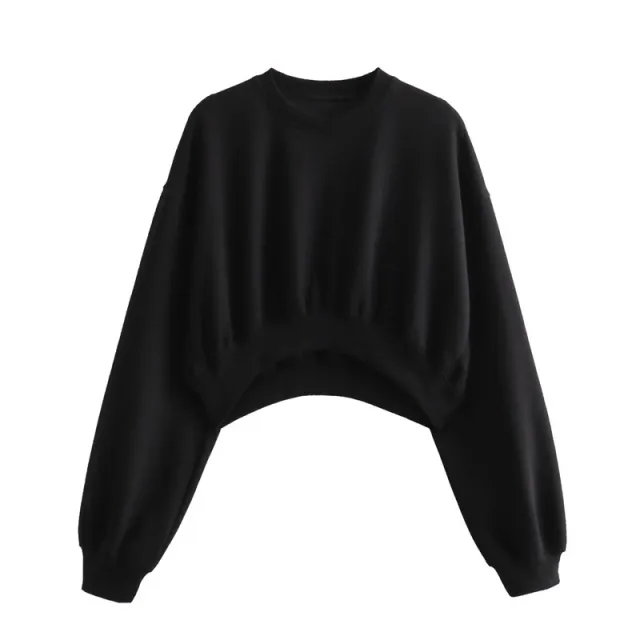 Autumn New Women's Clothing Solid Color Basic Short Sweater Ankle Banded Lace up Jogger Pants Suit Black Top - Shop at LoveMi
