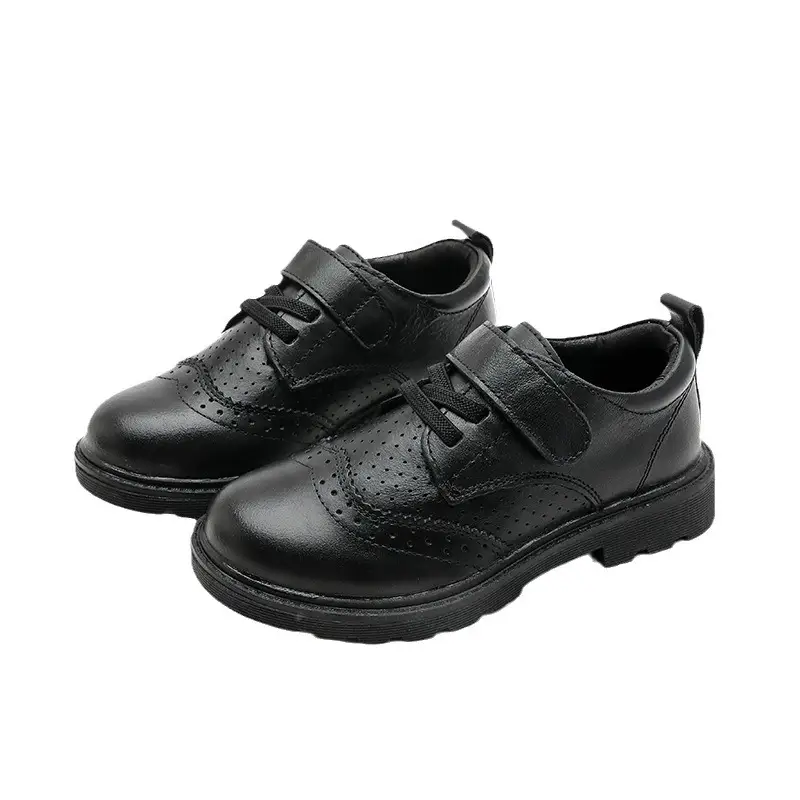Children's Hollowed Out Fashionable British Style Cowhide Shoes