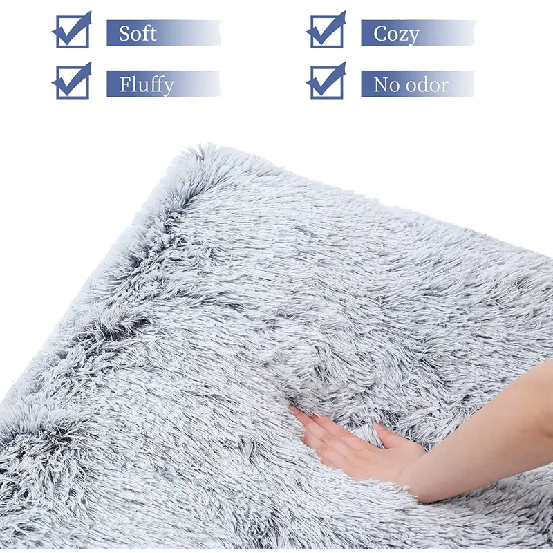 Plush Square Pet Bed Wave Memory Foam