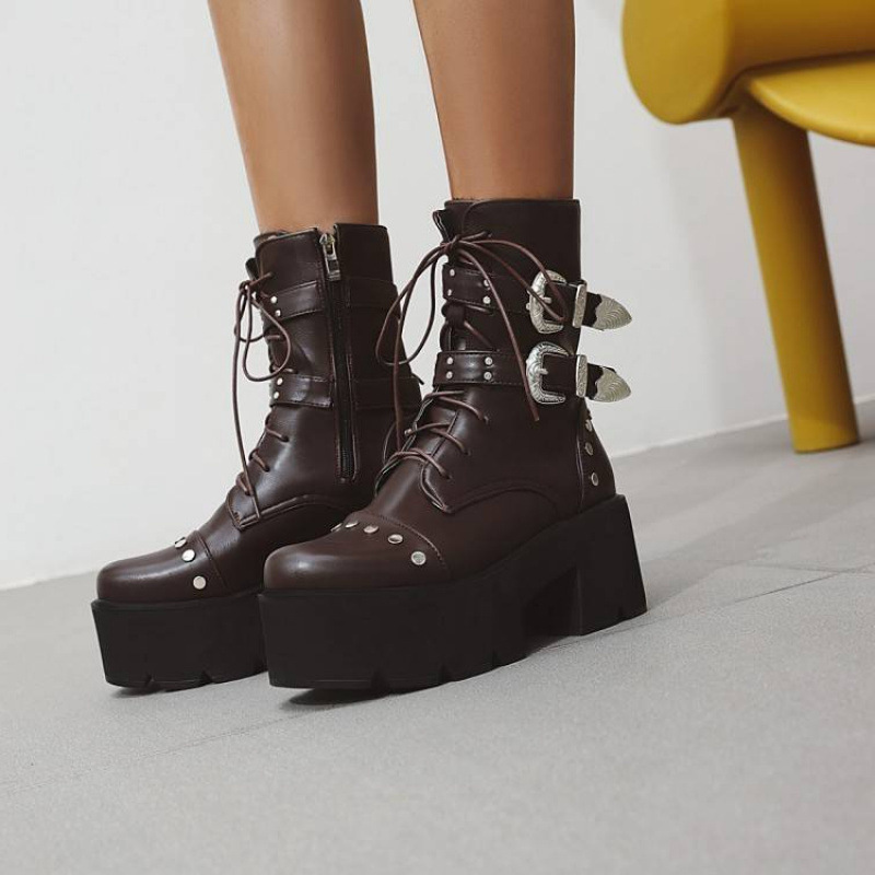 Square Heel With Side Zipper Women's