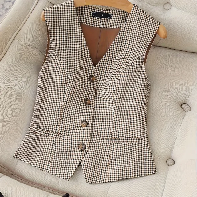 Fashionable All match Slim Fit Sleeveless Waistcoat Vest Women Khaki - Shop at LoveMi