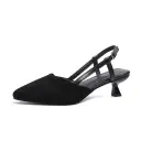 Pointed-toe Stiletto Pumps Low-heeled Closed-toe Vintage Style view 5