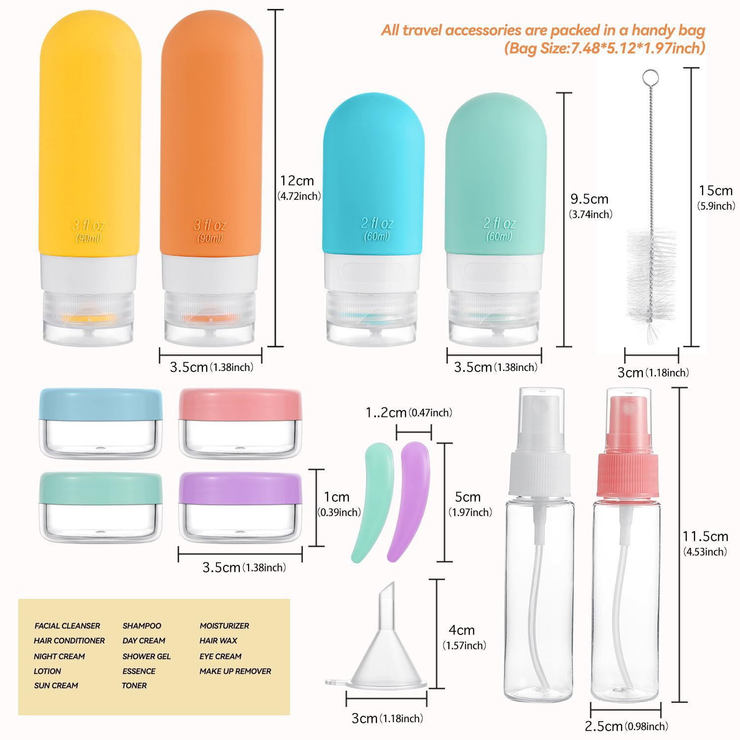 Set de flacons de voyage 16 pièces — Bouteilles silicone réutilisables 2