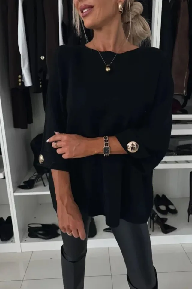 Women's New Solid Color Round Neck Shirt With Half Sleeve Knit Casual Top Black - Shop at LoveMi