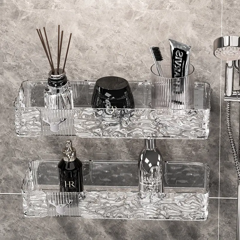 Glacier-patterned Deer-antler Shelf Drill-free Bathroom Storage Rack