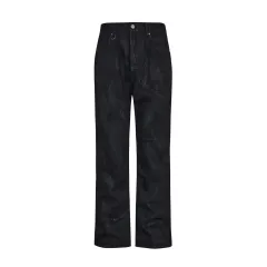 American Street Waste Soil Style Handheld Brush Distressed Straight Jeans - Black - View 1