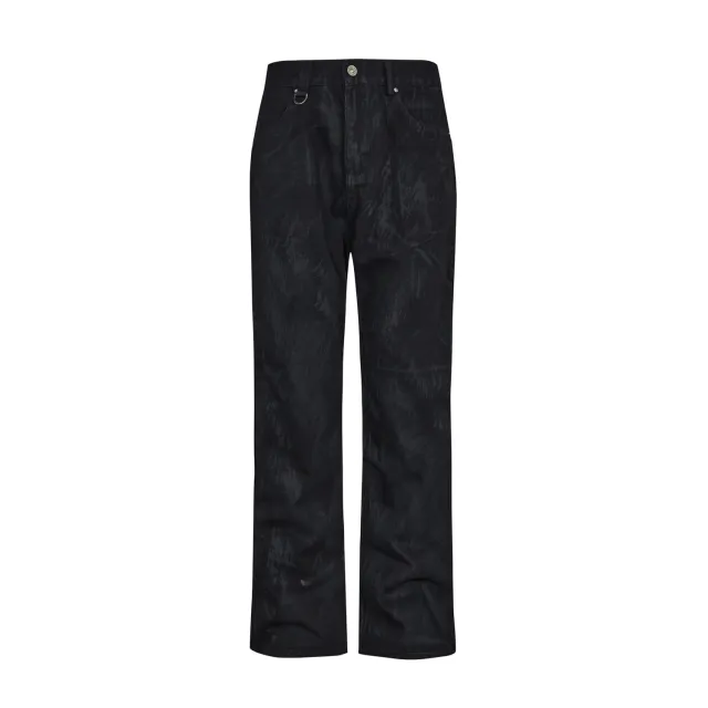 American Street Waste Soil Style Handheld Brush Distressed Straight Jeans Black - Shop at LoveMi