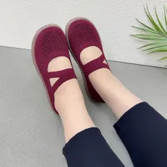 Fabric Women's Flat Casual Sports Flats - Red - View 1