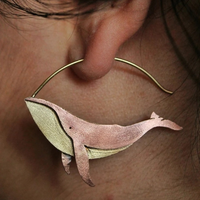 Creative Cute Retro Whale Earrings For Women