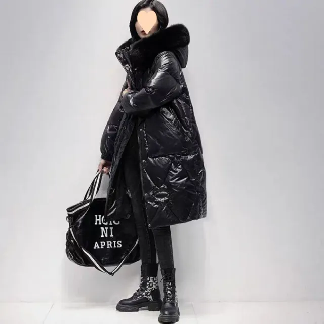 Korean Style Loose Plus Size Thickened Padded Jacket Women's Hooded Large Fur Collar Black - Shop at LoveMi
