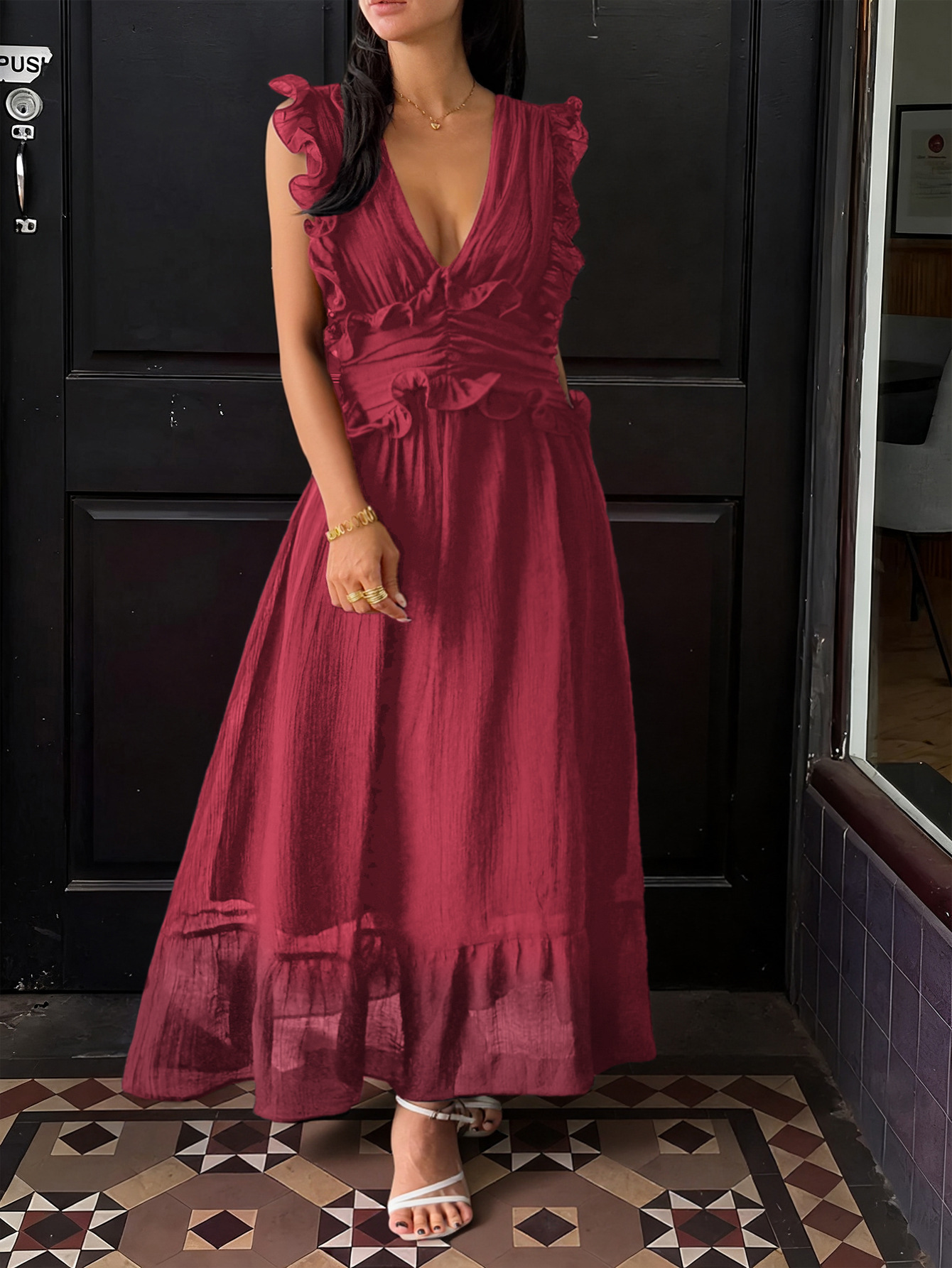 Elegant Style Suspender Dress Women Wine - Shop at LoveMi