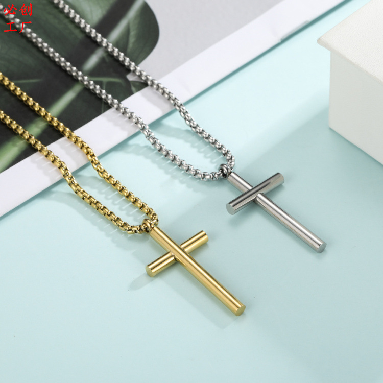 Simple All-match Cross Pendant Nordic Diy Titanium Steel Necklace