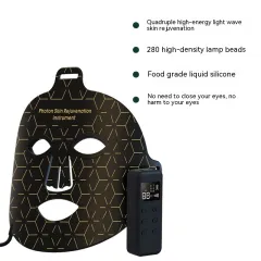 New Infrared Phototherapy Beauty Apparatus Face Led Colour Light Skin Rejuvenation Beauty Mask - Black Gold - View 1