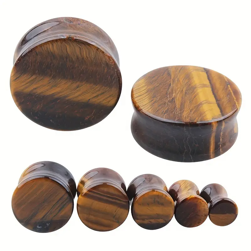 Cross-border 1 Pair Red Tiger Stone Auricle Stone Ear Extender Piercing Jewelry 6 Mm-16mm