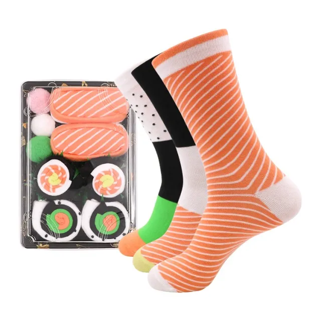 Creative Sushi Mid calf Combed Cotton Socks Boxed Christmas Pack Of Three Pairs - Shop at LoveMi