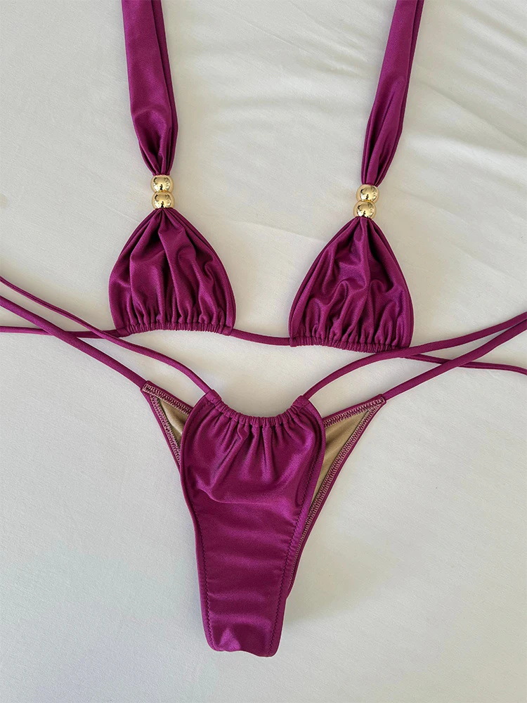 Solid-color Sexy Bikini Swimsuit For Women