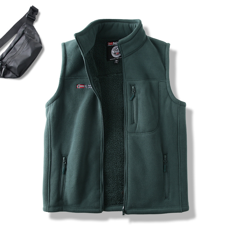 Thick Warm Men's Vest Stand Collar Polar Fleece Waistcoat