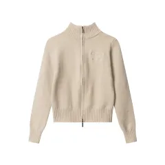 Short Letter Embroidery Solid Color Fashion Brand Sweater - Khaki - View 1