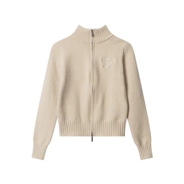 Short Letter Embroidery Solid Color Fashion Brand Sweater Khaki - Shop at LoveMi