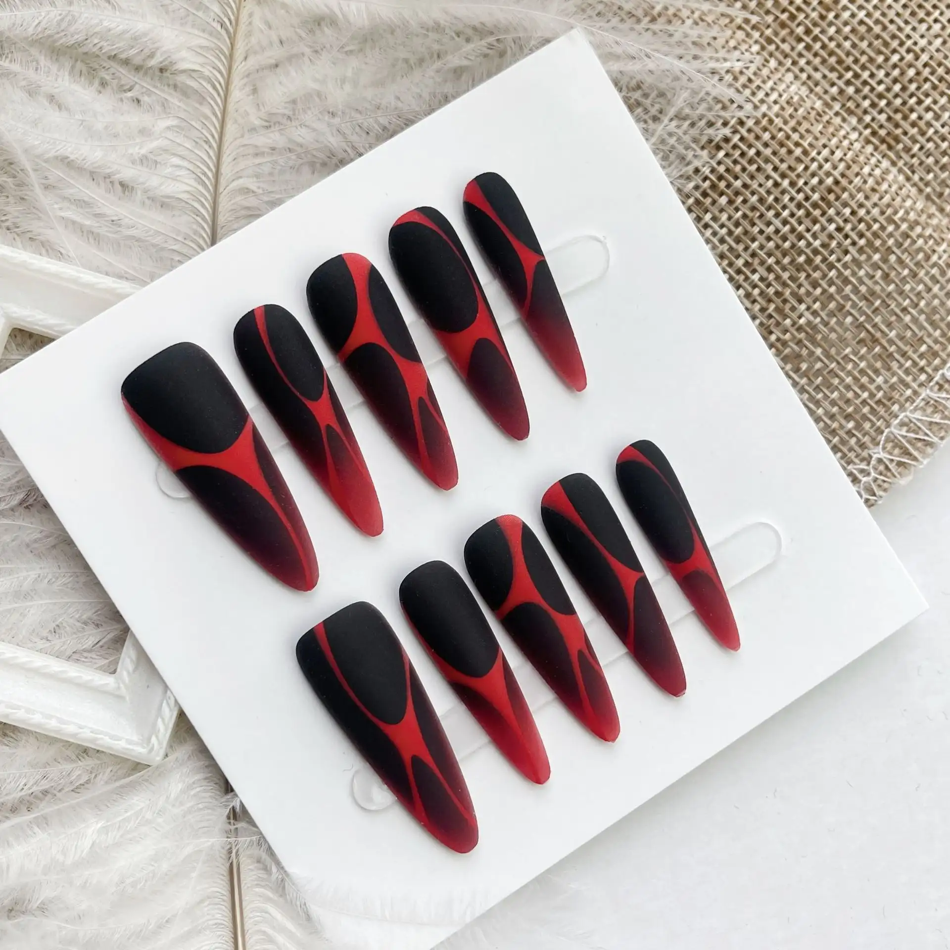 European And American Wave Lines Hot Girl Style Gradient Long Tip Manicure