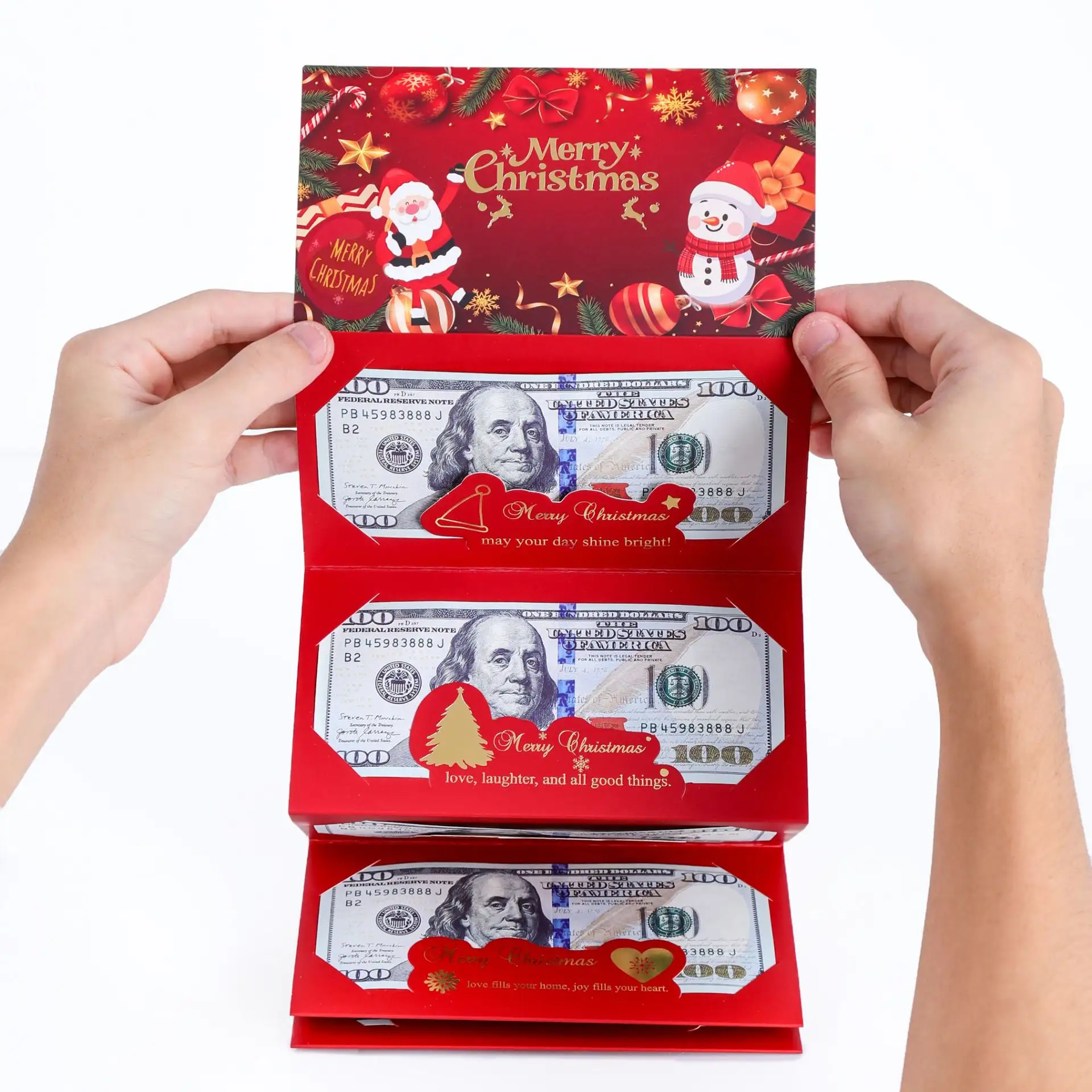 New 6-card Red Envelope Christmas Gilding Folding